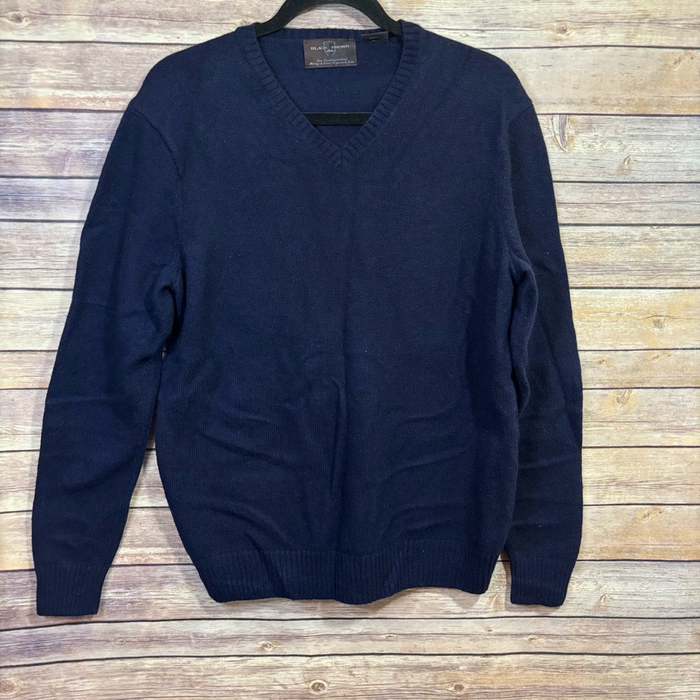 BLACK BROWN 1826 LAMBS WOOL BLEND VNECK PULLOVER SIZE LARGE I1 - Picture 1 of 6
